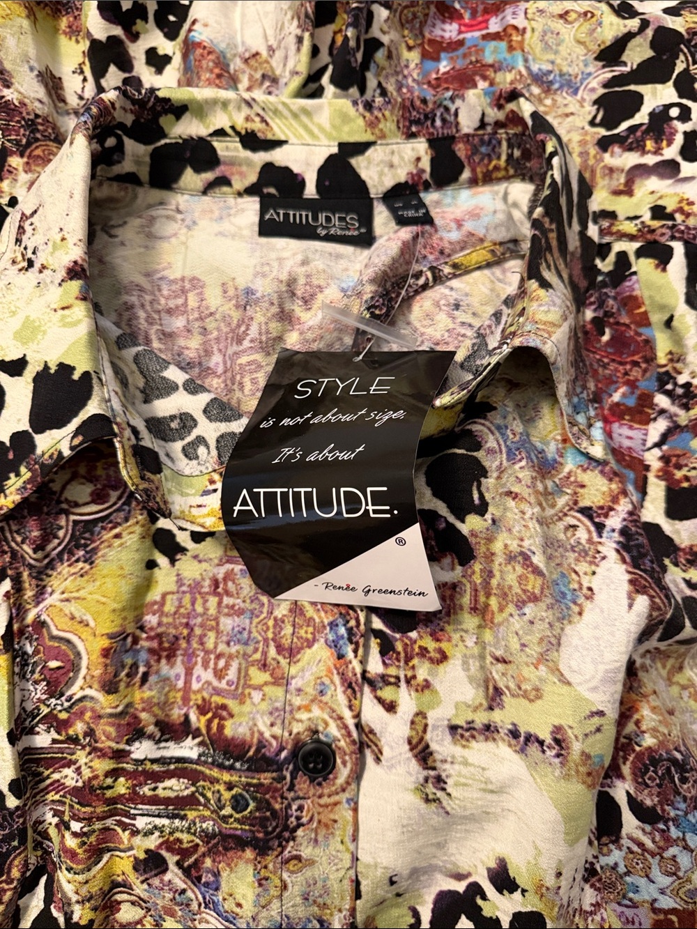 Attitudes by Renee Short Sleeve Button Front Romper Jungle Multi-Print (33) - Picture 5 of 6